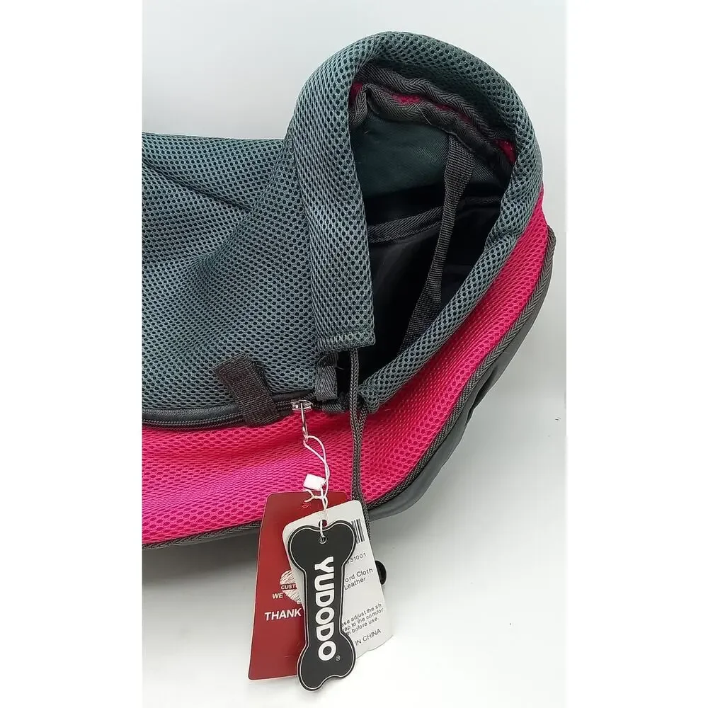 Pet Dog Sling Carrier Mesh Bag Puppy or Small Dog Pink/Grey
